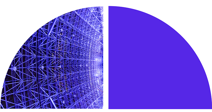 An intricate dome-like pattern of violet and white lines. An intricate dome-like pattern of violet and white lines.