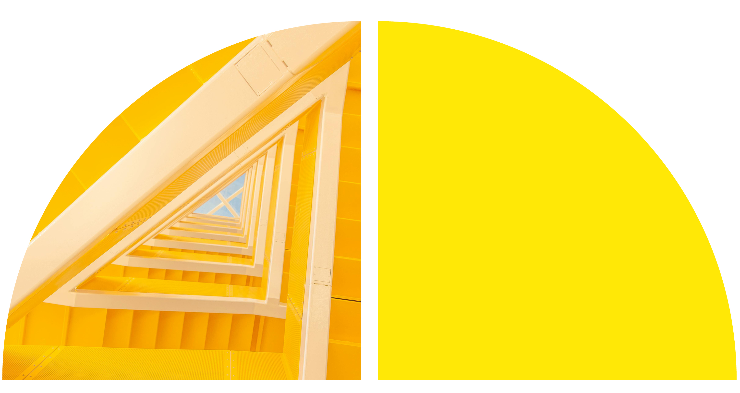 A yellow staircase. A yellow staircase.