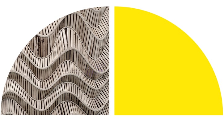 Abstract graphic featuring a textured architectural wave pattern.