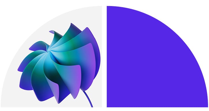 Blue circular icon with purple edges.